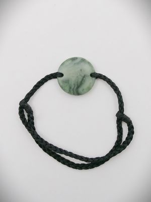 Moko Pounamu Adjustable Bracelet NZ Genuine Te Tau Ihu Inanga Greenstone 14824