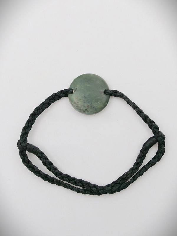 Moko Pounamu Adjustable Bracelet NZ Genuine Te Tau Ihu Inanga Greenstone 14826