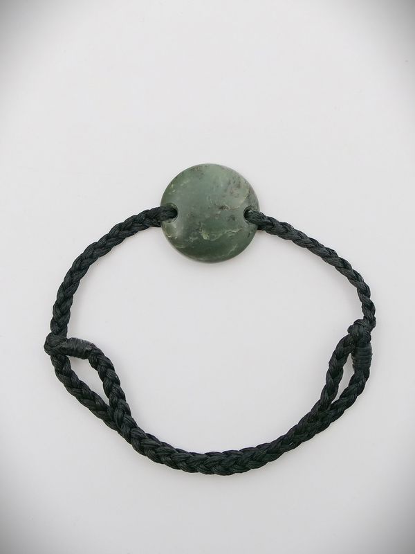 Moko Pounamu Adjustable Bracelet NZ Genuine Te Tau Ihu Inanga Greenstone 14827