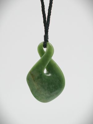 Moko Pounamu Single Pikorua (Twist) NZ Genuine Marsden Flower Greenstone - Waiwhetu