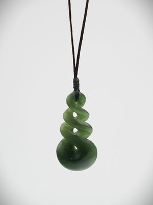Moko Pounamu Pikorua NZ Genuine Kawakawa Greenstone - Korokoro