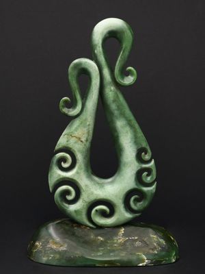 Moko Pounamu Contemporary Design NZ Genuine Inanga Greenstone - Ngauranga