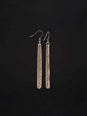 Moko Pounamu Whale Bone and Silver Drop Earrings 14343