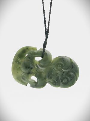Moko Pounamu Hei Tiki NZ Genuine Kawakawa Greenstone - Waitoki