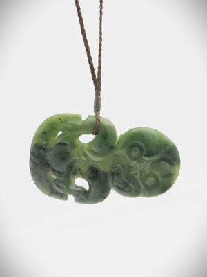 Moko Pounamu Hei Tiki NZ Genuine Kawakawa Greenstone - Wainui