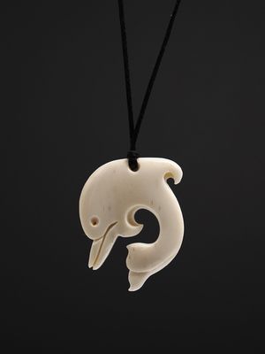 Moko Pounamu Dolphin Bone Carving - Takapu Moko Pounamu Dolphin Bone Carving - Takapu
