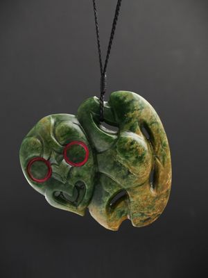 Moko Pounamu Hei Tiki NZ Genuine Marsden Flower Greenstone - Maunganui