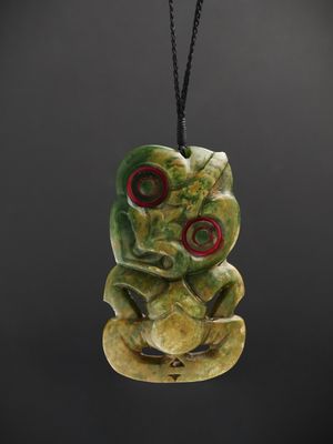Moko Pounamu Hei Tiki NZ Genuine Marsden Flower Greenstone - Aranga