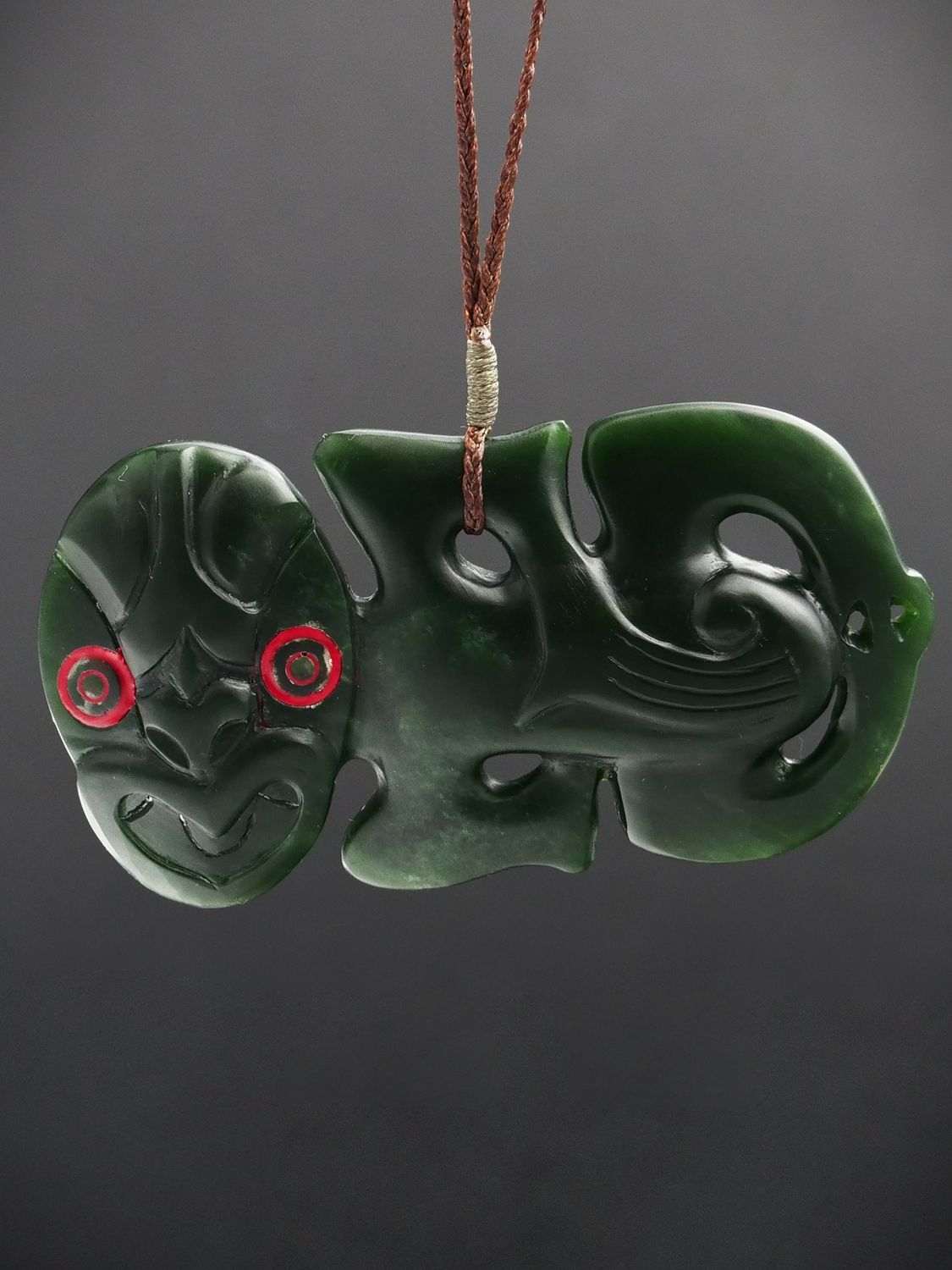 Moko Pounamu Hei Tiki Genuine NZ Kawakawa Greenstone  - Orewa
