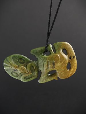 Moko Pounamu Hei Tiki NZ Genuine Marsden Flower Greenstone - Tongariro