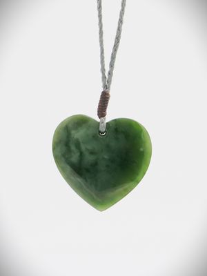 Moko Pounamu Heart NZ Genuine Marsden Flower Greenstone - Makarau