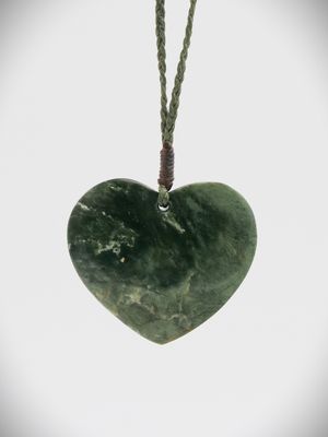 Moko Pounamu Heart NZ Genuine Kokopu Greenstone - Waiwera