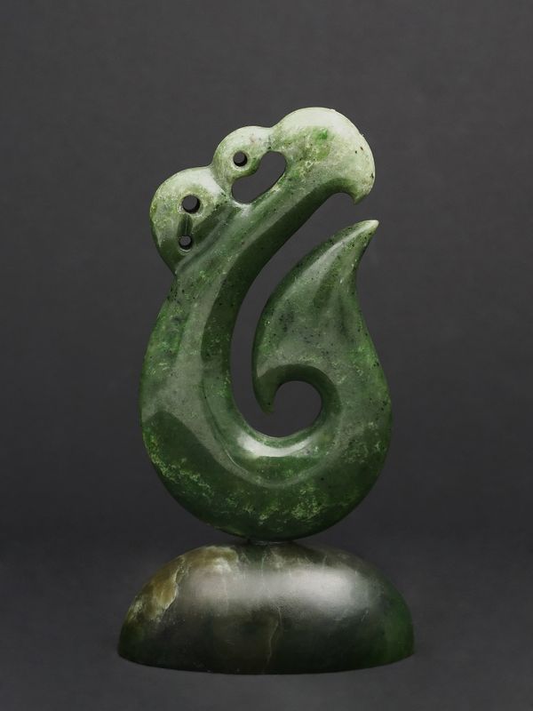 Moko Pounamu Manaia NZ Genuine Kahotea & Kawakawa Greenstone  - Kokiri