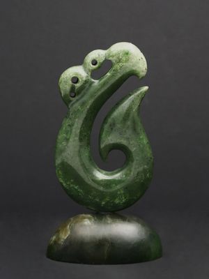 Moko Pounamu Manaia NZ Genuine Kahotea & Kawakawa Greenstone  - Kokiri
