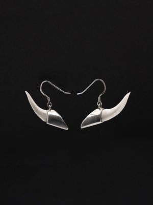 Moko Pounamu,  Genuine Mako Sharks Tooth and Sterling Silver Earrings 14375