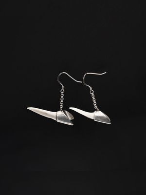Moko Pounamu,  Genuine Mako Sharks Tooth and Sterling Silver Earrings 14378