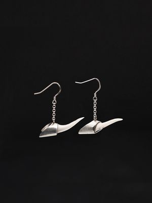 Moko Pounamu,  Genuine Mako Sharks Tooth and Sterling Silver Earrings 14379