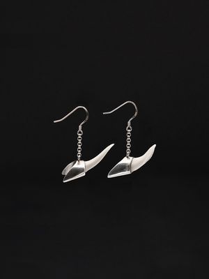 Moko Pounamu,  Genuine Mako Sharks Tooth and Sterling Silver Earrings 14380