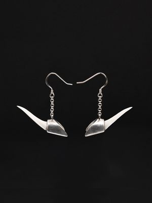 Moko Pounamu,  Genuine Mako Sharks Tooth and Sterling Silver Earrings 14381