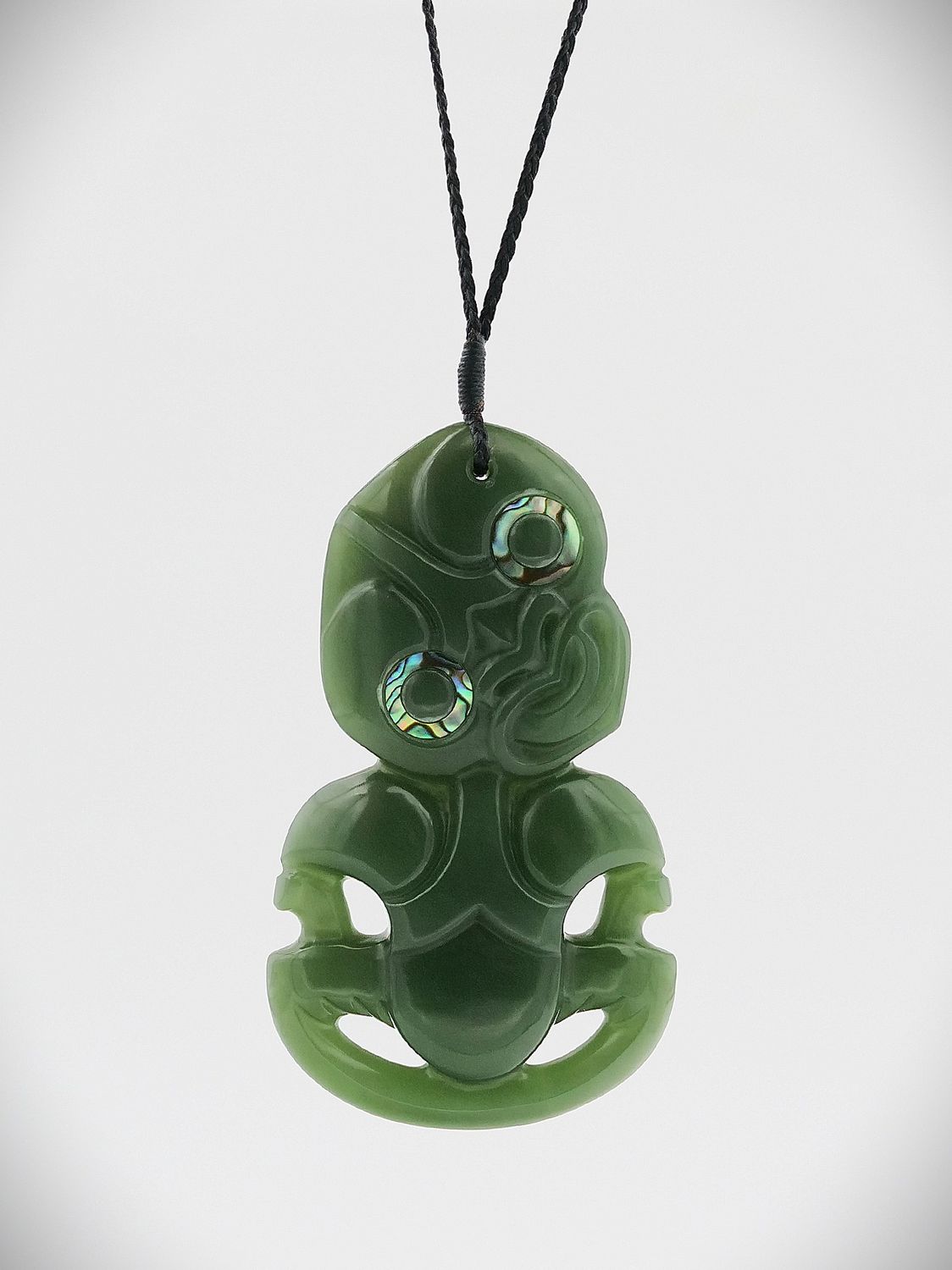 Moko Pounamu Hei Tiki NZ Genuine Inanga Greenstone - Mahina
