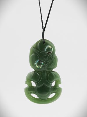 Moko Pounamu Hei Tiki NZ Genuine Inanga Greenstone - Mahina