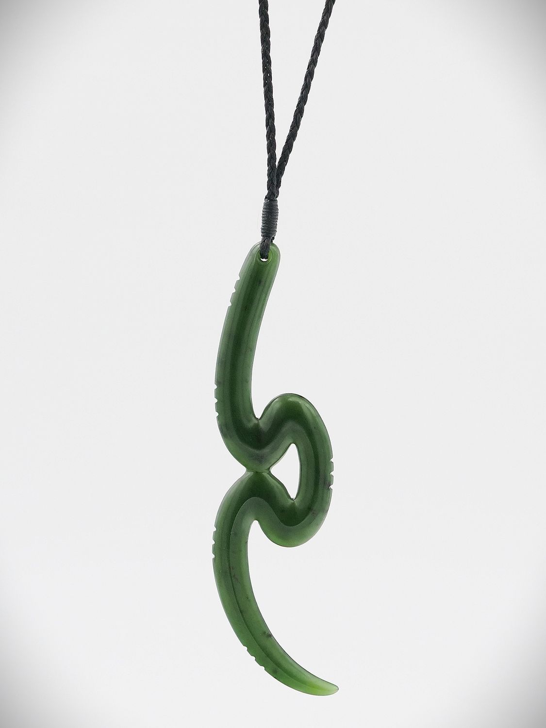 Moko Pounamu Contemporary Design NZ Genuine Kawakawa  Greenstone - Orihau