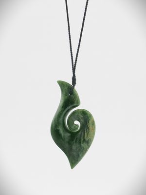 Moko Pounamu Hei Matau NZ Genuine Marsden Flower Greenstone - Manawaru