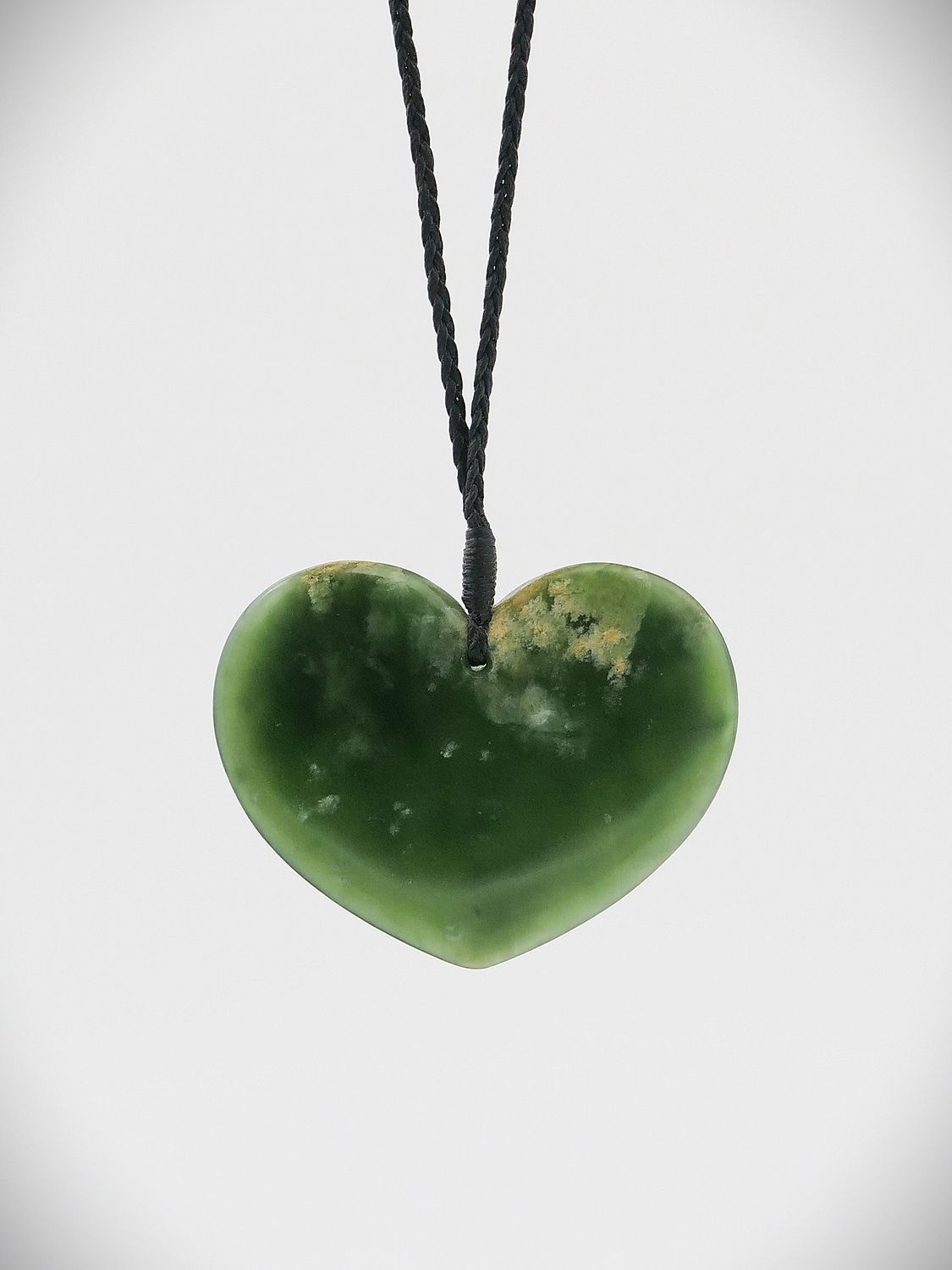 Moko Pounamu Heart NZ Genuine Kahurangi Flower Greenstone - Omaka