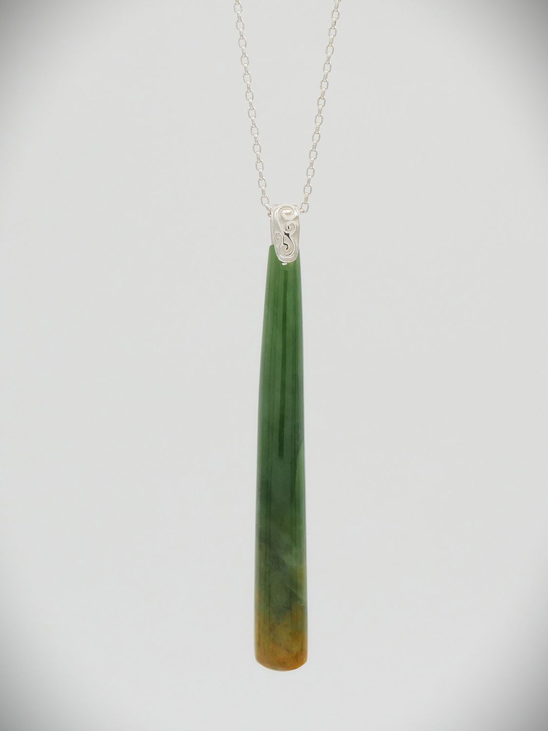 Moko Pounamu Gilt Jewellery Roimata (Drop) NZ Genuine Marsden Flower Pounamu & Sterling Silver Pendant - Karamu