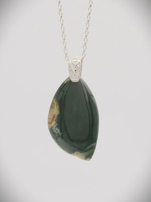 Moko Pounamu Gilt Jewellery NZ Genuine Marsden Flower Pounamu & Sterling Silver Pendant - Tahuanui