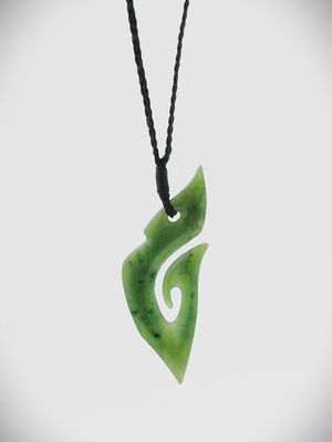 Moko Pounamu Hei Matau (Hook) NZ Genuine Kahurangi Greenstone - Turakirae