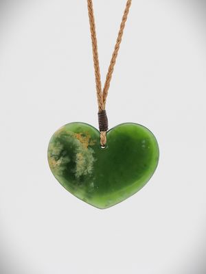 Moko Pounamu Heart NZ Genuine Kahurangi Flower Greenstone - Houhere