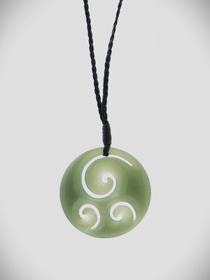 Moko Pounamu Porohita (Disc) Koru NZ Genuine Inanga Greenstone - Mangaohae