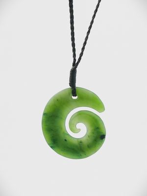 Moko Pounamu Koru NZ Genuine Kahurangi Greenstone - Haurangi