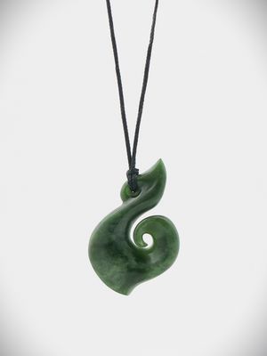 Moko Pounamu Hei Matau NZ Genuine Marsden Flower Greenstone - Te Pouaruhe