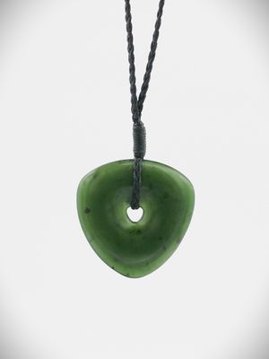 Moko Pounamu Contemporary Design NZ Genuine Kawakawa Greenstone - Ruakokoputuna