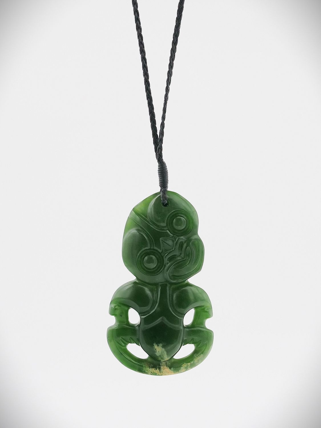 Moko Pounamu Hei Tiki NZ Genuine Kahurangi Flower Greenstone - Pahautea