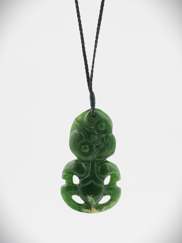 Moko Pounamu Hei Tiki NZ Genuine Kahurangi Flower Greenstone - Pahautea