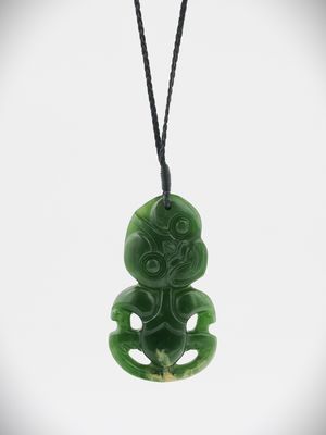 Moko Pounamu Hei Tiki NZ Genuine Kahurangi Flower Greenstone - Pahautea