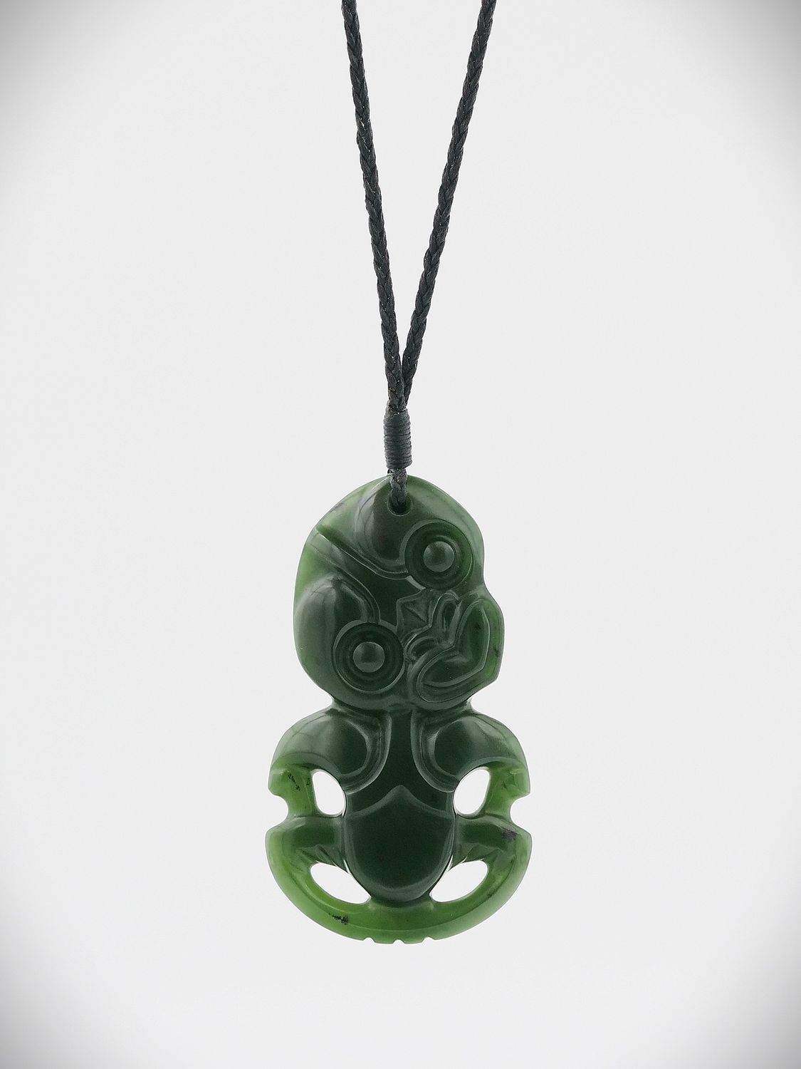 Moko Pounamu Hei Tiki NZ Genuine Kawakawa Greenstone - Kahutara