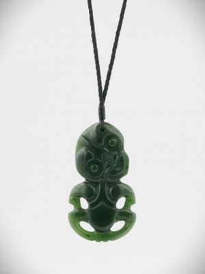 Moko Pounamu Hei Tiki NZ Genuine Kawakawa Greenstone - Kahutara