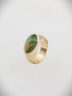 Moko Pounamu Gilt Jewellery Kahurangi Flower Pounamu, 9ct Gold Ring 14441