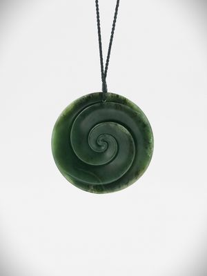 Moko Pounamu Koru Flower NZ Genuine Kawakawa Greenstone - Te Raukawa