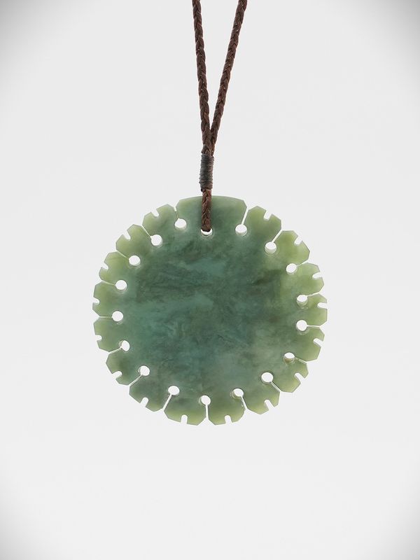 Moko Pounamu Notched Porohita (Disc) NZ Genuine Inanga Greenstone - Tauwharenikau