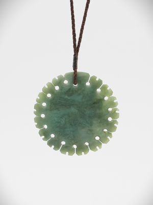 Moko Pounamu Notched Porohita (Disc) NZ Genuine Inanga Greenstone - Tauwharenikau