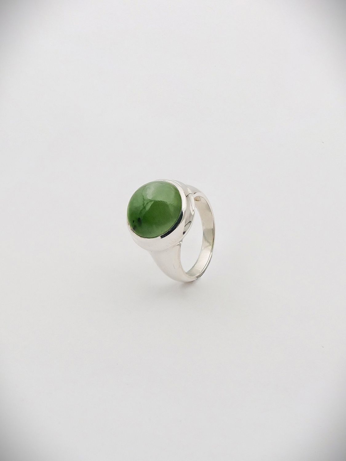 Moko Pounamu Gilt Jewellery Kahurangi Pounamu & Sterling Silver Ring 14468