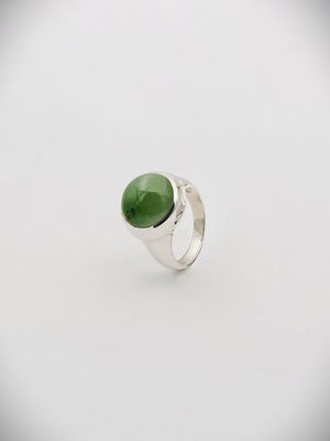 Moko Pounamu Gilt Jewellery Kahurangi Pounamu & Sterling Silver Ring 14468