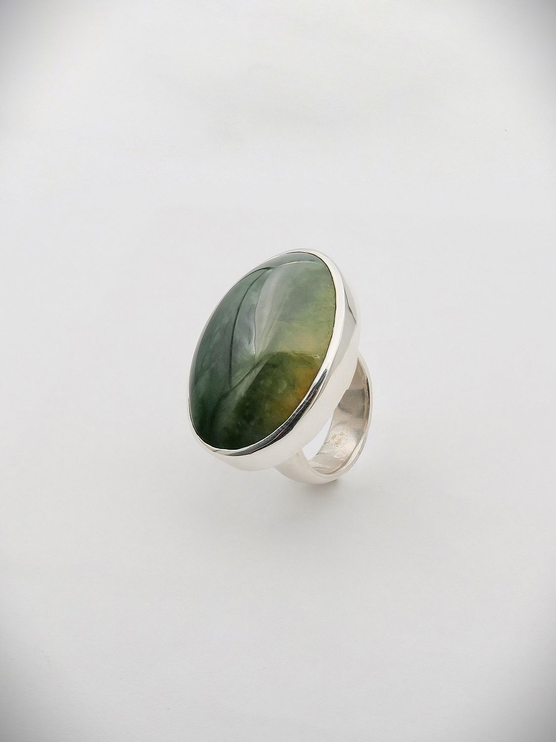 Moko Pounamu Gilt Jewellery Marsden Flower Pounamu & Sterling Silver Ring 14469