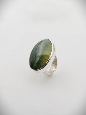 Moko Pounamu Gilt Jewellery Marsden Flower Pounamu & Sterling Silver Ring