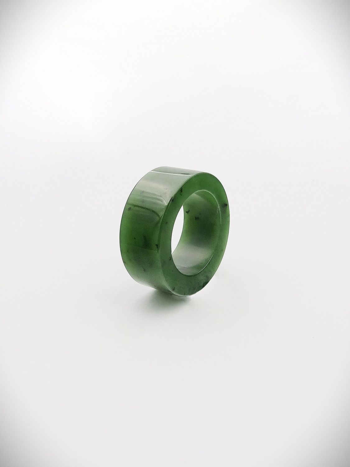 Moko Pounamu Flat Band Ring NZ Genuine Marsden Flower Greenstone